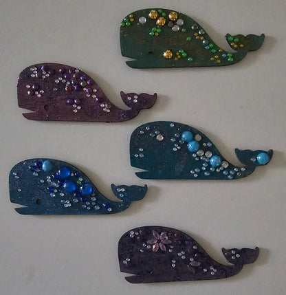 Wooden handmade fridge magnets - Whale love