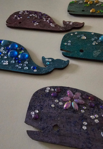 Wooden handmade fridge magnets - Whale love