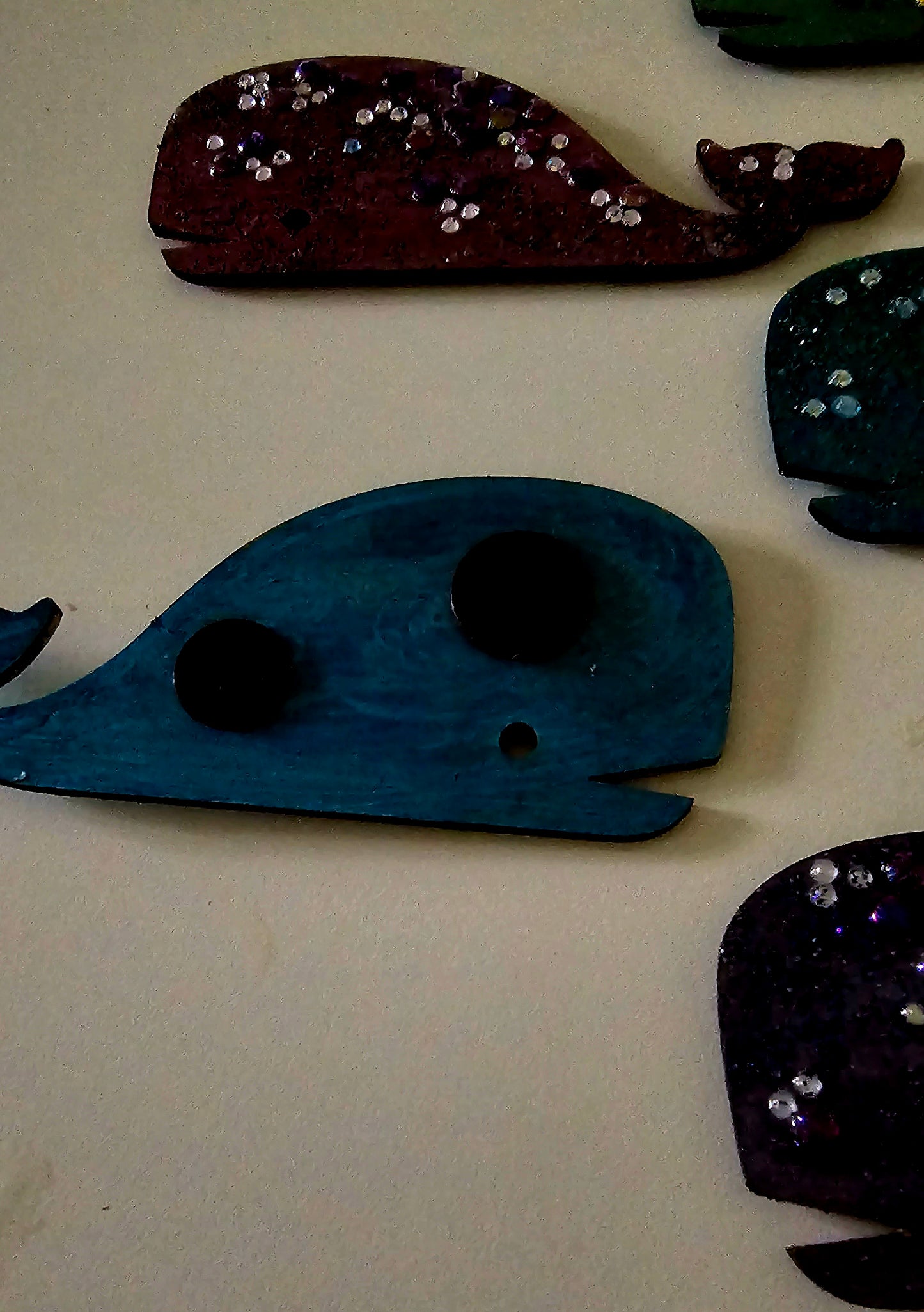 Wooden handmade fridge magnets - Whale love