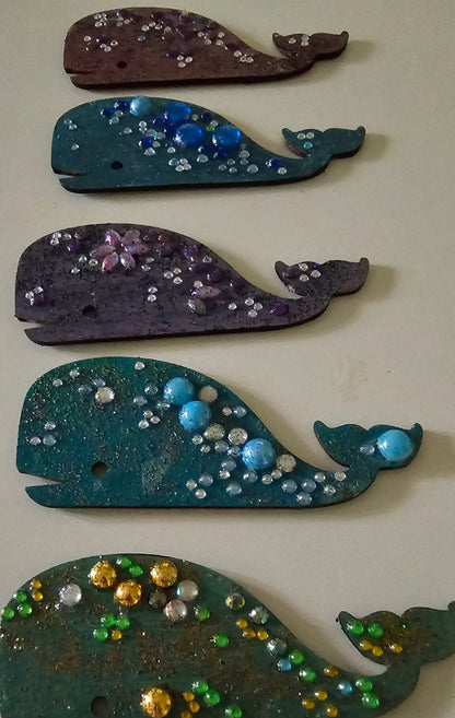 Wooden handmade fridge magnets - Whale love