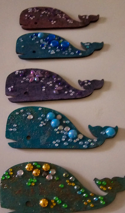 Wooden handmade fridge magnets - Whale love