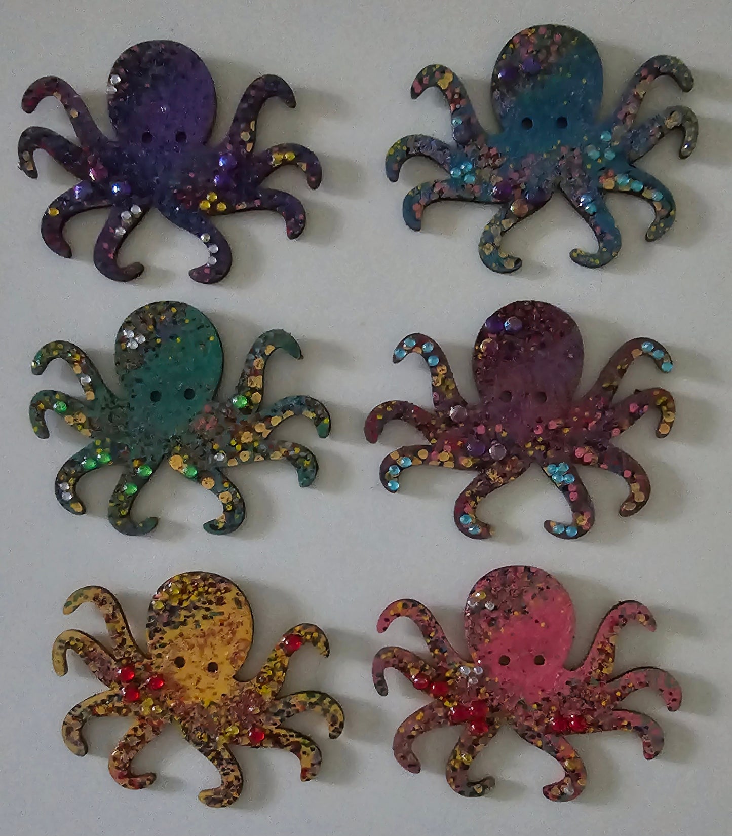 Wooden handmade fridge magnets - Psychedelic octopus