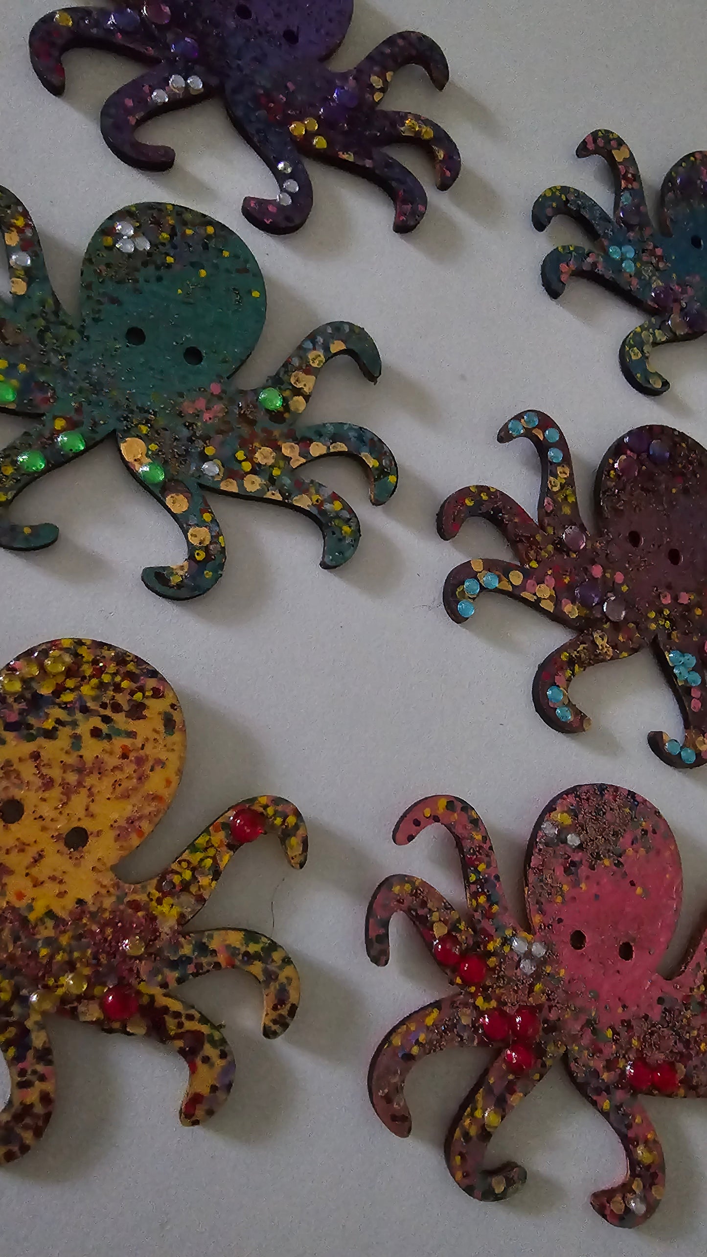 Wooden handmade fridge magnets - Psychedelic octopus