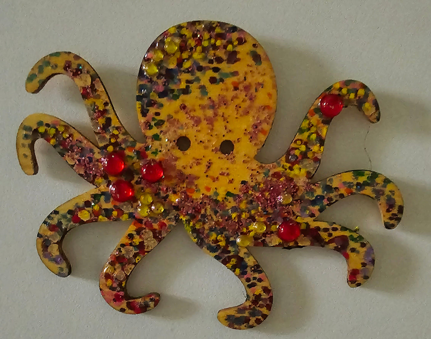 Wooden handmade fridge magnets - Psychedelic octopus