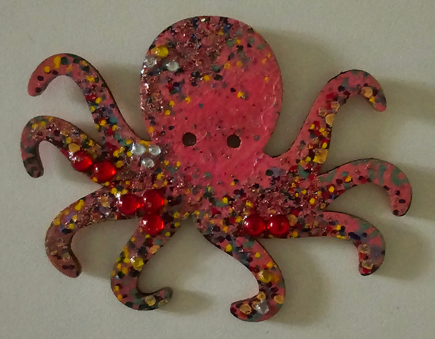 Wooden handmade fridge magnets - Psychedelic octopus