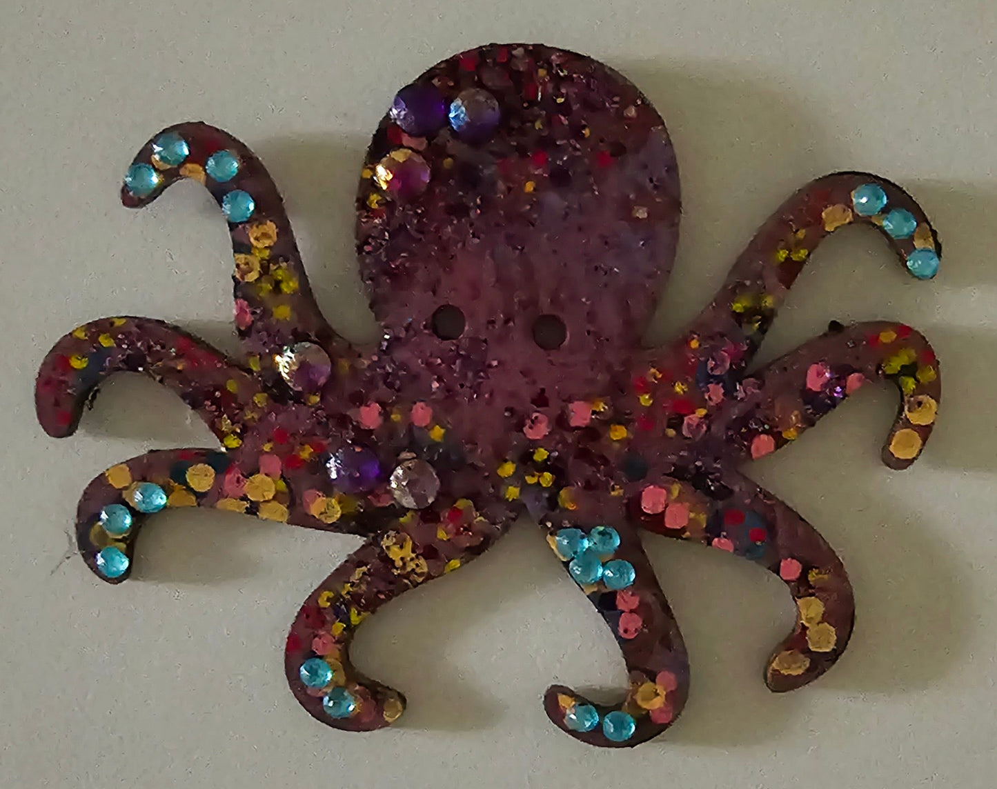 Wooden handmade fridge magnets - Psychedelic octopus