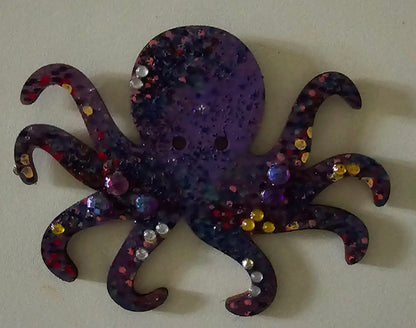 Wooden handmade fridge magnets - Psychedelic octopus