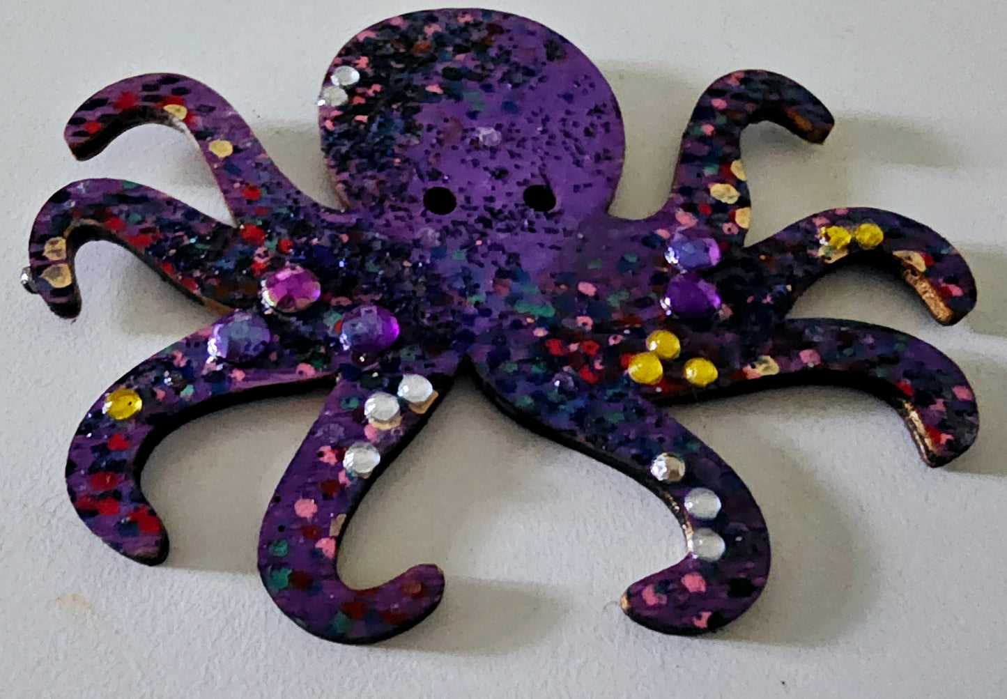 Wooden handmade fridge magnets - Psychedelic octopus