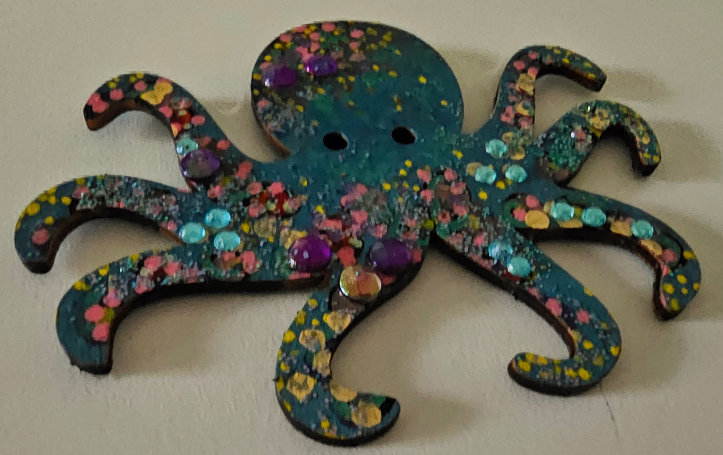 Wooden handmade fridge magnets - Psychedelic octopus