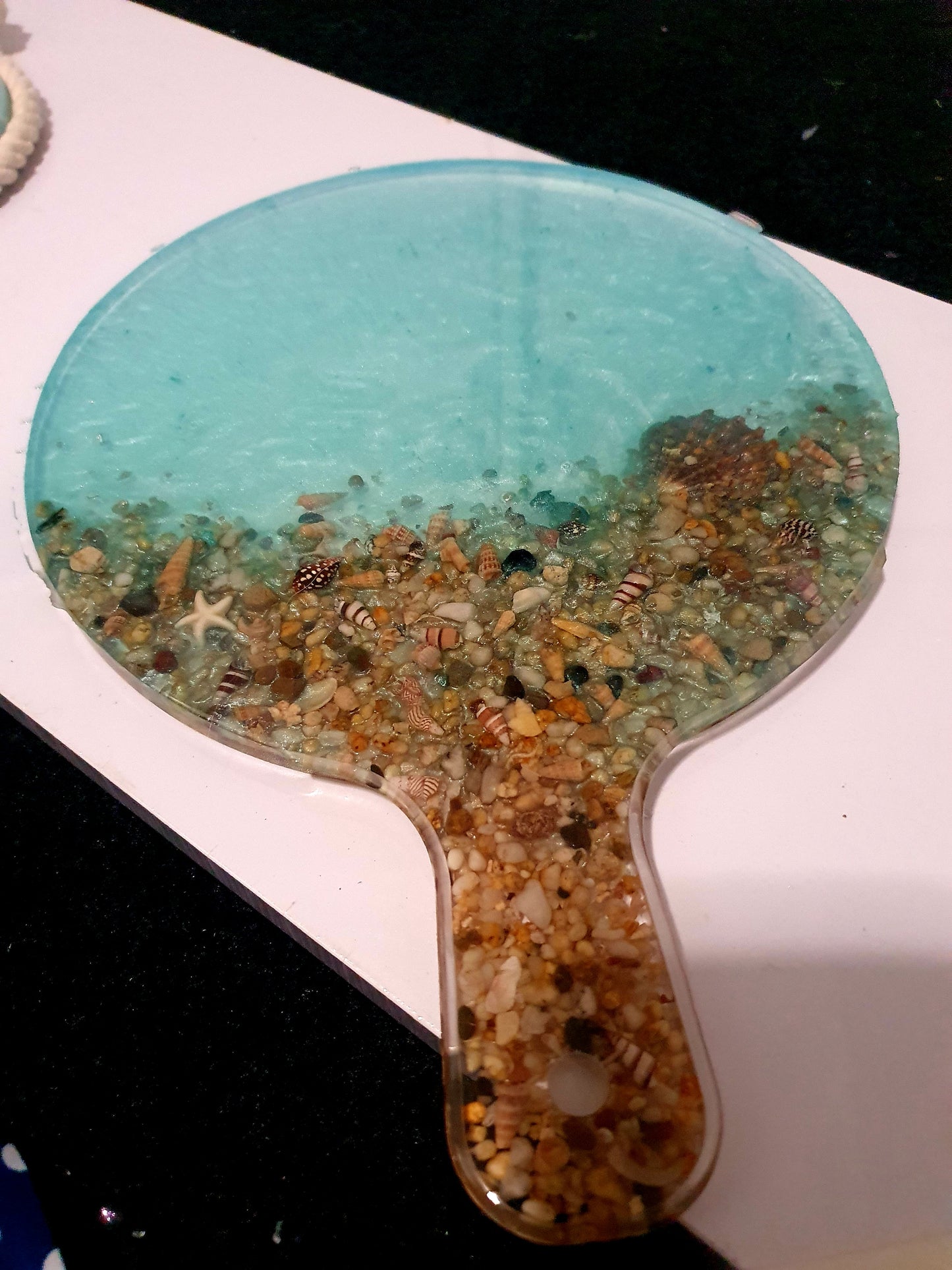 Unique translucent round seascape serving platter/ cheese board/ grazing board/ charcuterie board