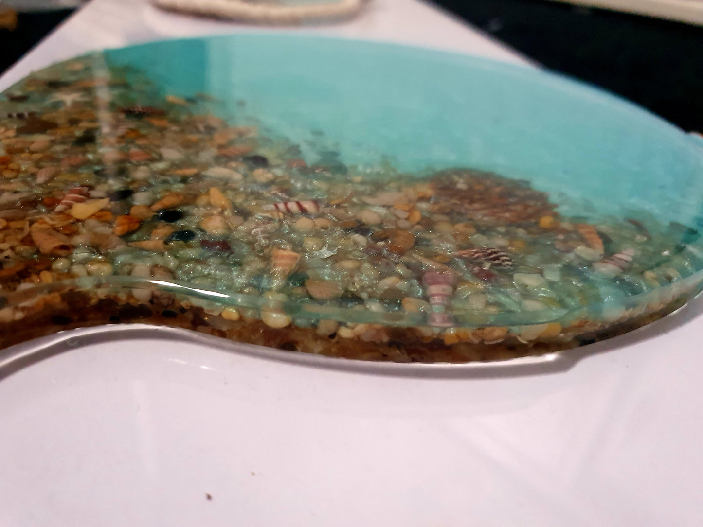 Unique translucent round seascape serving platter/ cheese board/ grazing board/ charcuterie board