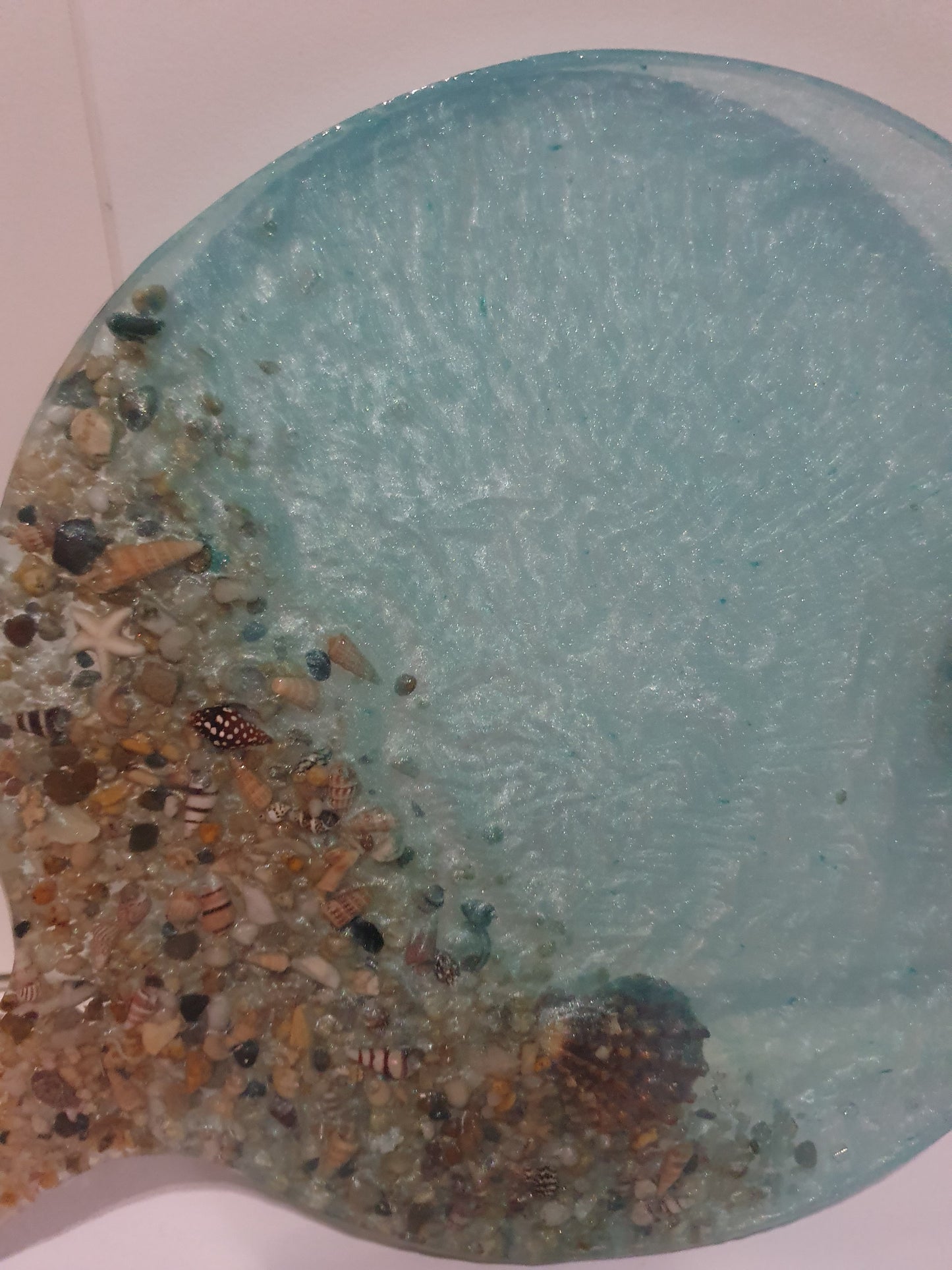 Unique translucent round seascape serving platter/ cheese board/ grazing board/ charcuterie board