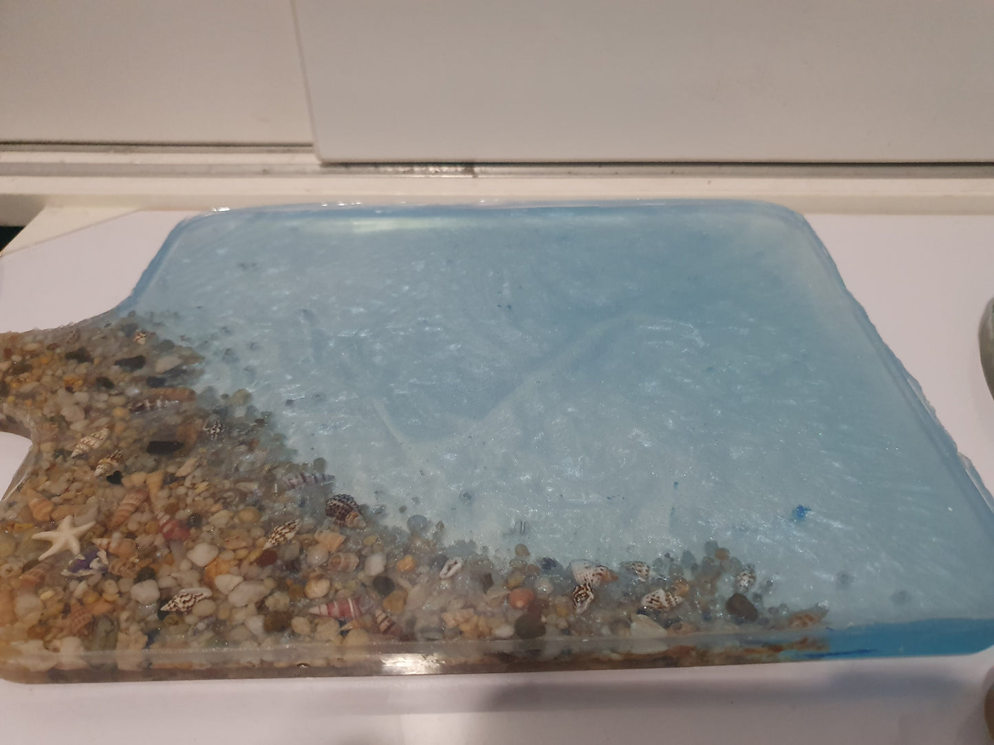 Unique translucent rectangular seascape serving platter/ cheese board/ grazing board/ charcuterie board