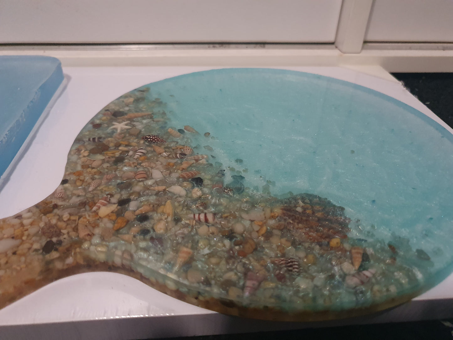 Unique translucent round seascape serving platter/ cheese board/ grazing board/ charcuterie board