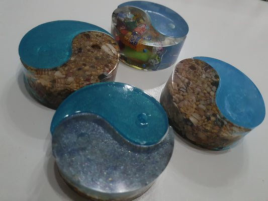 Ocean inspired Yin and Yang (yin-yang/ Yinyang) table decor/ paper weight