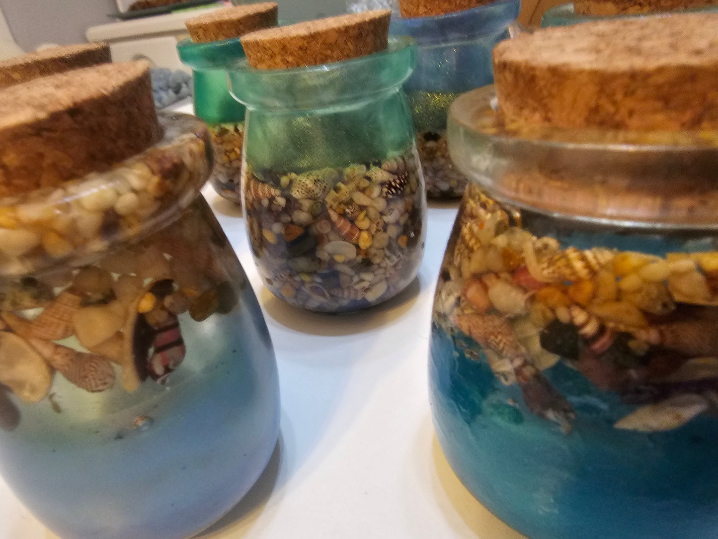 Coastal living storage jar/ spice jar seascape designs