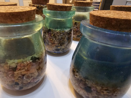 Coastal living storage jar/ spice jar seascape designs