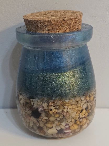 Coastal living storage jar/ spice jar seascape designs