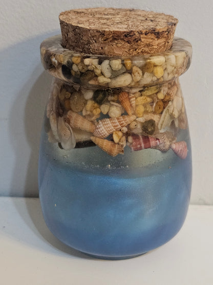 Coastal living storage jar/ spice jar seascape designs