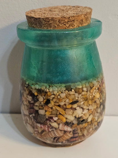 Coastal living storage jar/ spice jar seascape designs