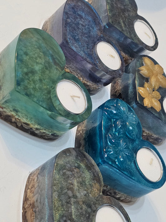 Table art - seascape tealight candle holders