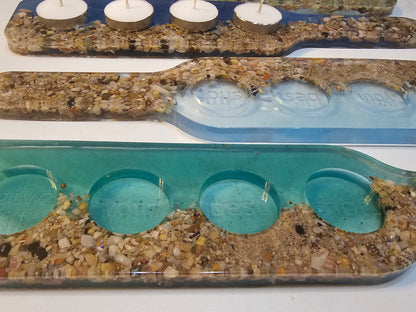 Ocean inspired shot glass tray/ tealight candle tray