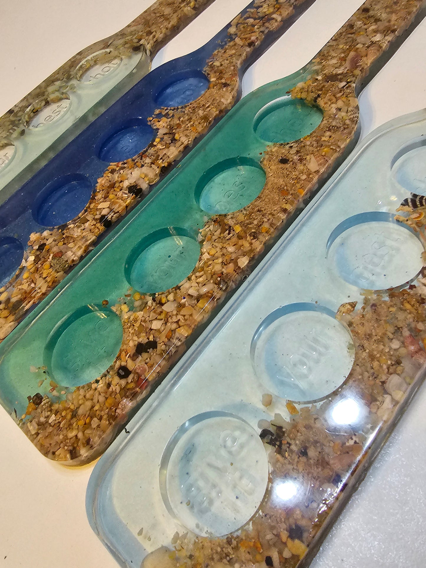 Ocean inspired shot glass tray/ tealight candle tray