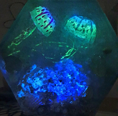 Jellyfish table art/ table lamp with bioluminescent magic